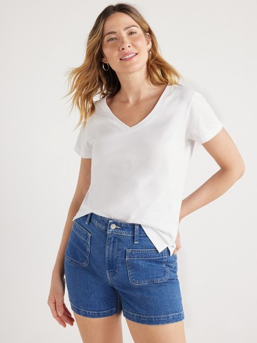 Free Assembly Women’s Easy V-Neck Tee, Size L White--Q2-- - Picture 5 of 5