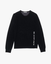 New With Tags 600 Helmut Lang Cashmere Wool Black Cozy Logo Crewneck Sweater