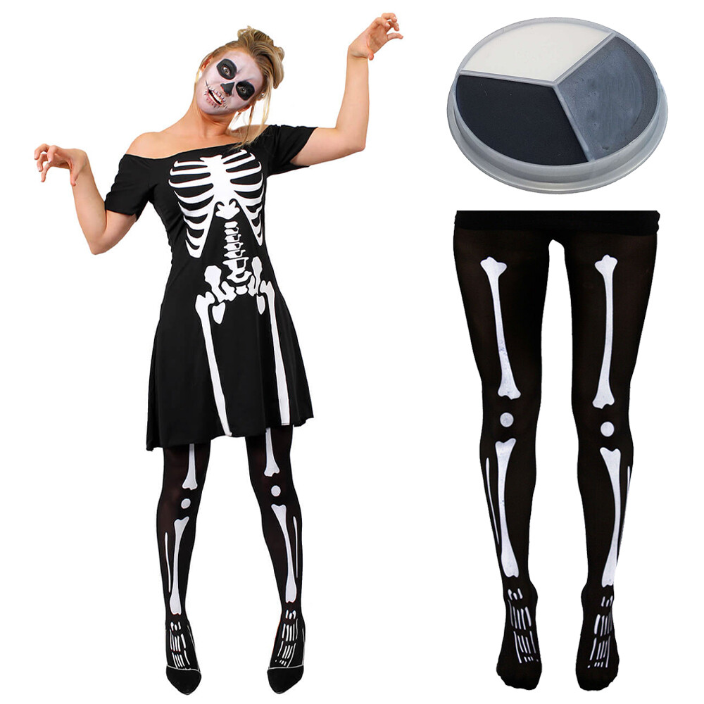 SKELETON SKATER DRESS COSTUME HALLOWEEN FANCY DRESS LADIES WOMENS ADULT OUTFIT | eBay SKELETON SKATER DRESS COSTUME HALLOWEEN FANCY DRESS LADIES WOMENS ADULT OUTFIT | eBay