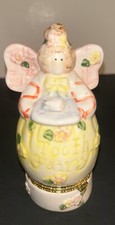 Vtg Porcelain Hinged Tooth Fairy Keepsake Trinket Box Kids Room Decor