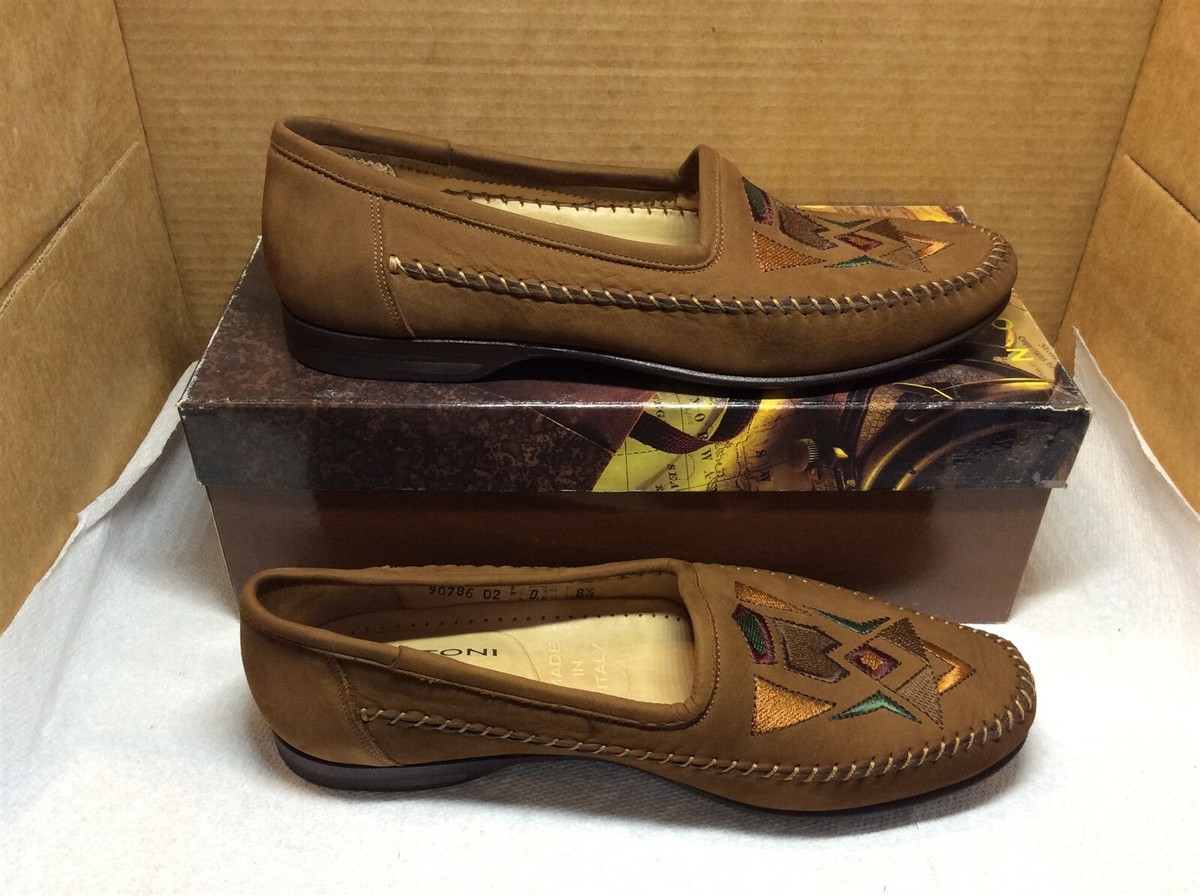 New Santoni Aztec 8.5 M brown lazer baseball nubuck leather [456R