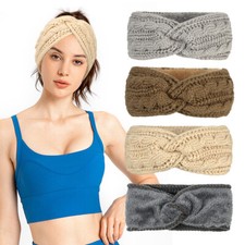 Women Warm Knit Fleece Lined Headband Winter Ear Warmer Hair Band Head Wrap US  