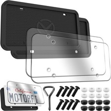 2 Pcs Silicone License Plate Frames With 2 Clear Polycarbonate Covers Rust-proo 2 Pcs Silicone License Plate Frames With 2 Clear Polycarbonate Covers Rust-proo