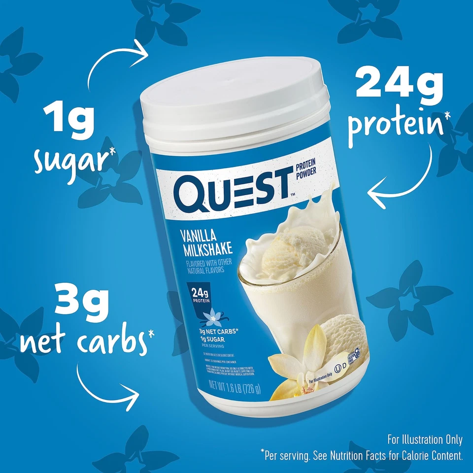 Proteína en polvo para batido de vainilla Quest Nutrition 24 g de proteína 1 g de azúcar L... Foto 2 de 4