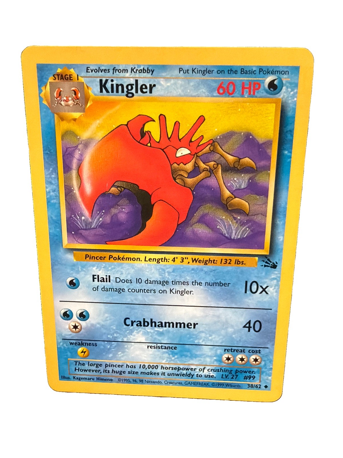 Kingler 38/62 Fossil Uncommon 60 HP EN Pokemon TCG RB4