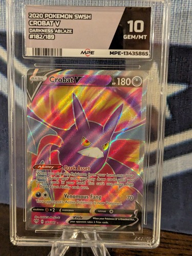 2020 POKEMON CROBAT V 182/189 Swsh03: Darkness Ablaze Holo MPE GEM MINT 10!!