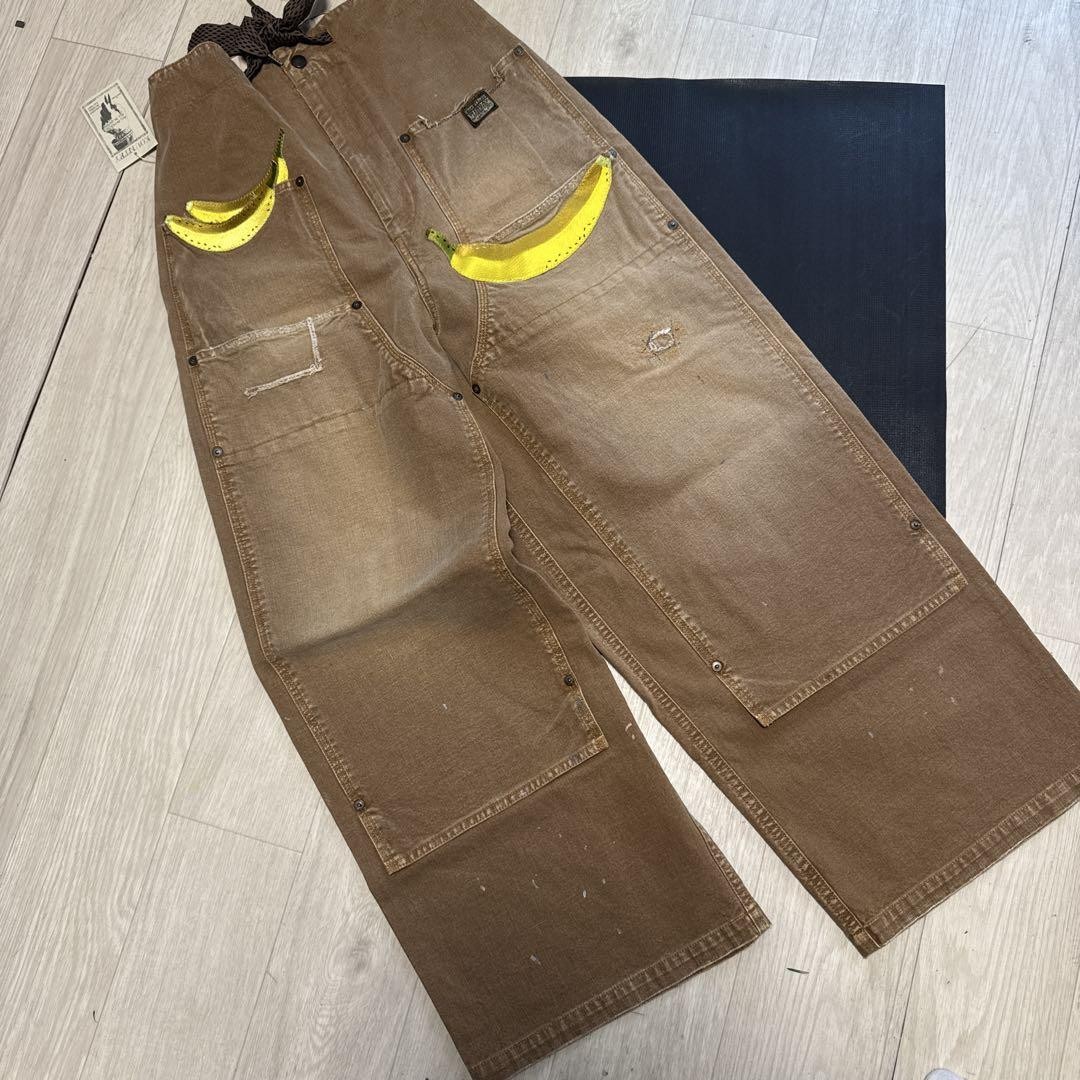 USED KAPITAL CANVAS W KNEE EASY BAGGY PANTS (BANANA PATCH