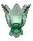 Vintage Fenton Green Art Glass Tulip Votive/Candle Holder