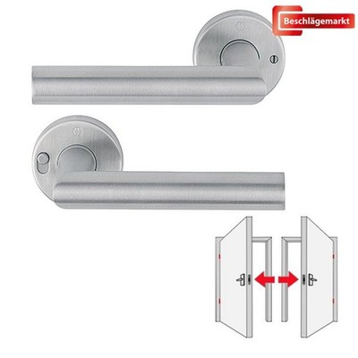 HOPPE E1400Z/42VR Amsterdam Türdrücker Rosettengarnitur MiniLock Edelstahl matt