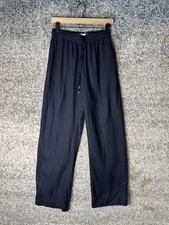 Pantalone Zara uomo piccolo blu misto lino chino elastico in vita vestibilità rilassata 30x29