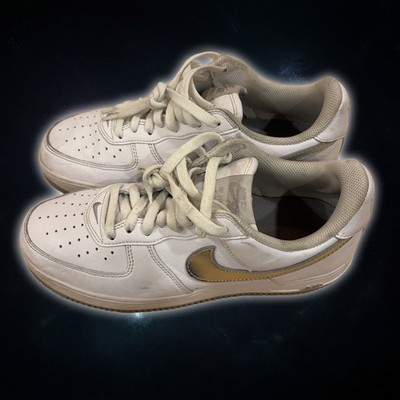 Size 9.5 - Nike Air Force 1 White Men's Gray Swoosh Anniversary Edition Shoes