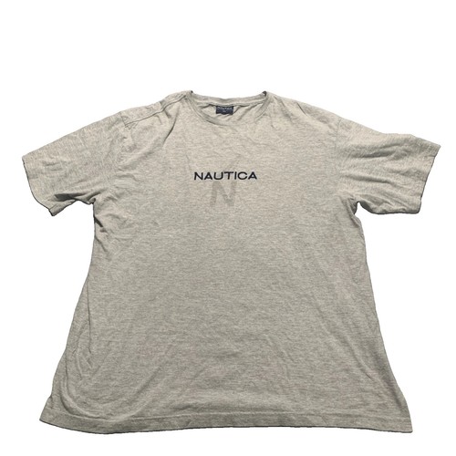 Nautica, VTG 90s Nautica Spell Out Logo T Shirt Mens XXL Gray Heather Canada Fits Large