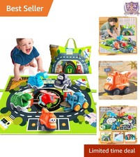 Big Cartoon Truck Set for Toddlers 1-2 with Playmat Storage Fun Learning