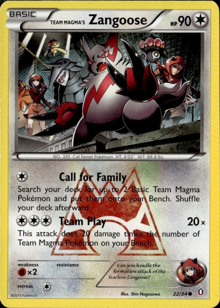 Team Magma's Zangoose Common DCR Double Crisis 22/34 LP