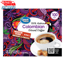 100 Arabica Colombian Medium Dark Roast Ground Coffee Pods, 33.1 Oz, 100 Count
