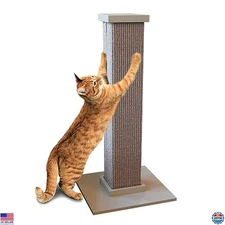 SmartCat Ultimate 32" Gray Scratching Post Tower - Durable Sisal, Sleek Design