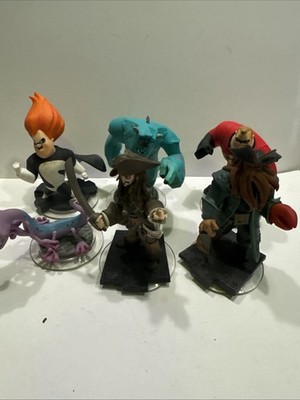 Disney Infinity 1.0 Figures Lot 6 Mr. Incredible Sully Jack Sparrow Davy 1A