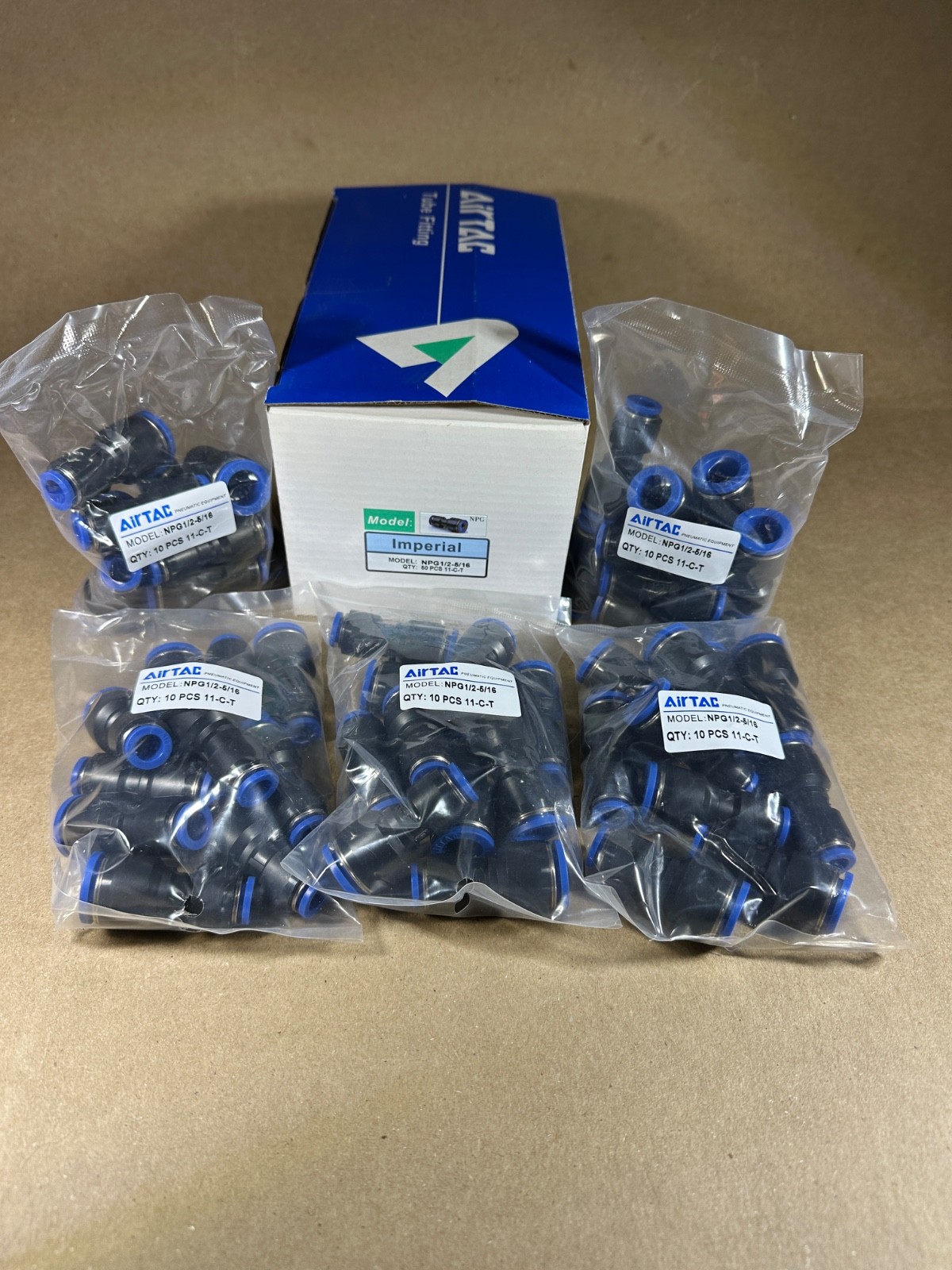 AirTac NPG1/2-5/16 Push-to-Connect Reducer Fitting – New Box of 50 pcs