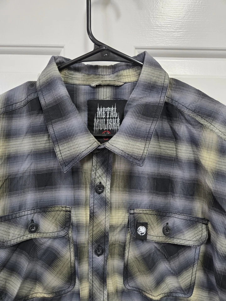 Mulisha de metal masculino grande botão para cima dois bolsos frontais. - Imagem 4 de 4