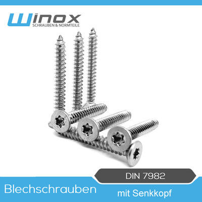 Blechschrauben DIN 7982 Senkkopf 4,2 mm TX Edelstahl V2A Torx-Schraube Schrauben