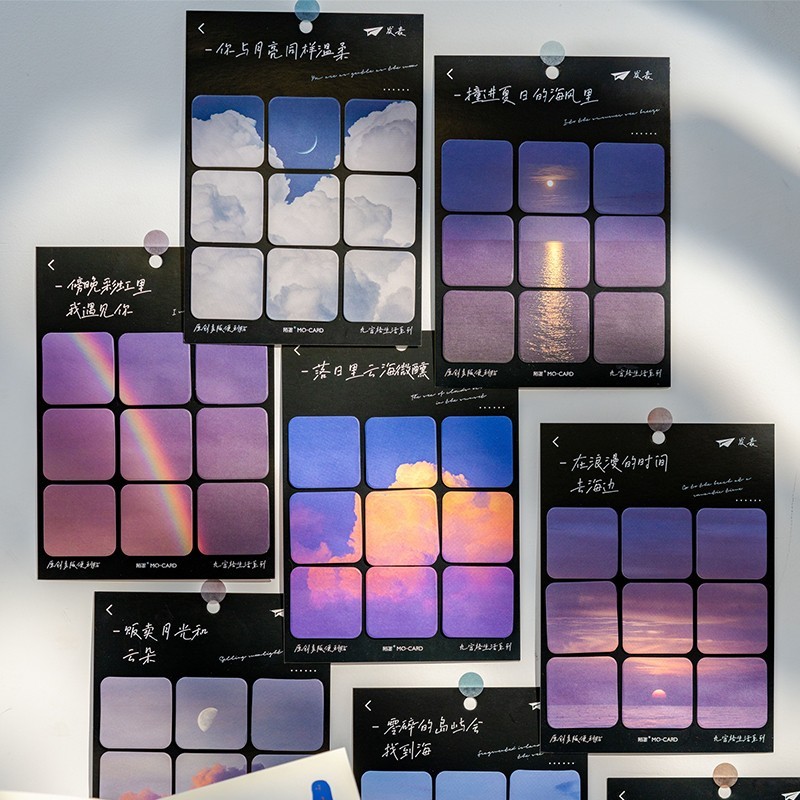 90pcs Beautiful Sky Sticky Notes, Nature Memo Pads,Sky Ocean Cloud Rainbow Sunse-image