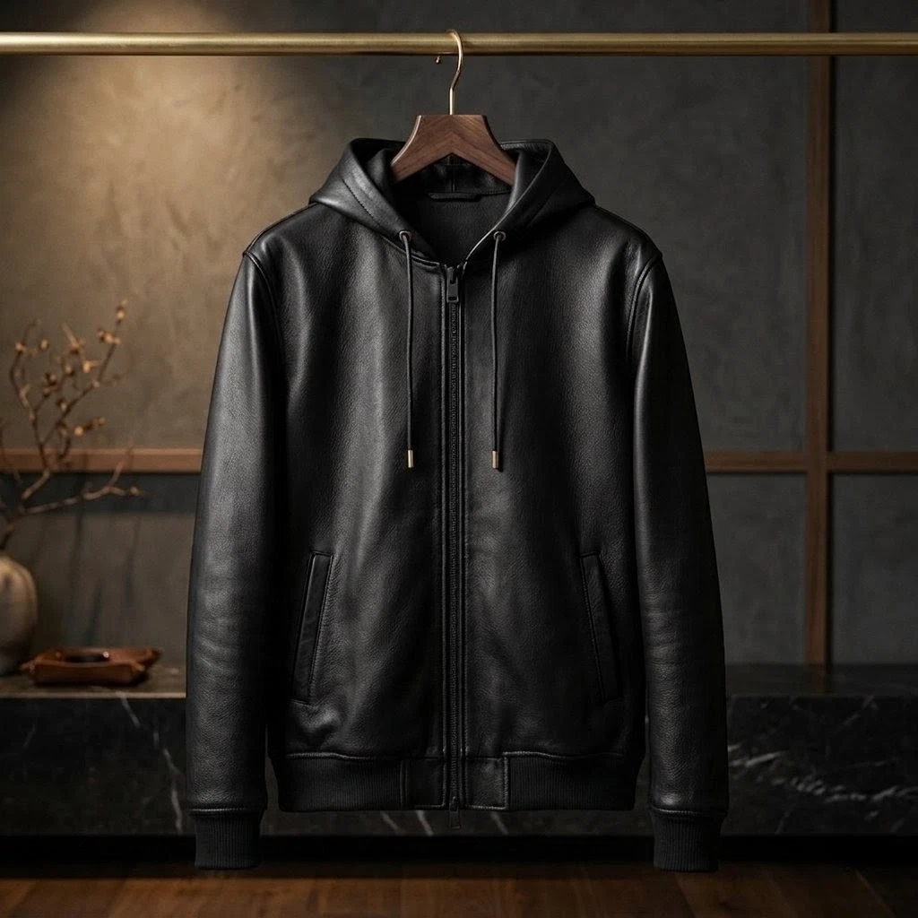 Men’s Premium Leather Hoodie Sweatshirt Handmade Genuine Lambskin Leather Jacket
Opens in a new wind