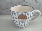 Stacey Solomon Blue & White Floral/Stripe Wavy Top Mug New