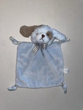 BEARINGTON BABY BLUE BROWN DOG KNOTTED CORNERS SECURITY BLANKET LOVEY B3