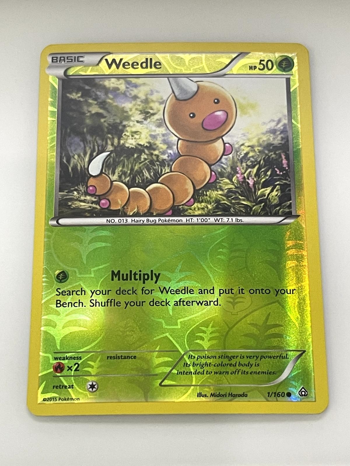 Weedle 1/160 Common Primal Clash Pokemon Reverse Holo Lightly Played