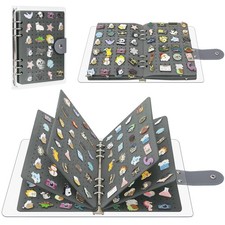 PACMAXI A5 Enamel Pin Display Book, Clear PVC Cover, Portable Travel Pins Organi