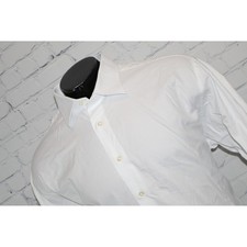 David Donahue Dress Shirt Mens 2XL or 18.5 34/35 White Solid Long Sleeve Cotton