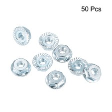 #6-32 Serrated Flange Hex Lock Nuts, Carbon Steel Zinc Plated 50pcs