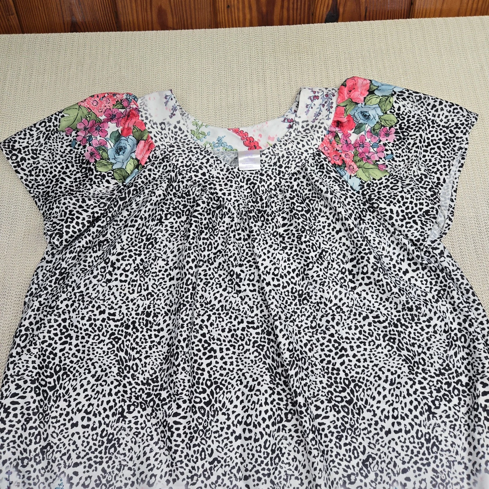 UNDERCOVER Camicia da notte Secret Treasures Muumuu donna XL stampa floreale leopardata manica corta