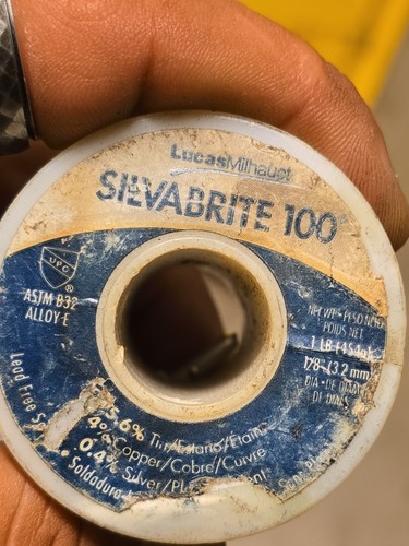 Silvabrite 100 Lead Free Solder 1/8" 1 lb Lucas-Milhaupt 56761 Tin Copper Silver