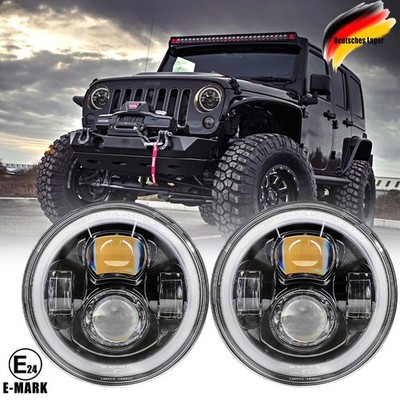 Paar E24 7 Zoll LED Scheinwerfer Für Jeep Wrangler JK TJ LJ Land Rover 90 110