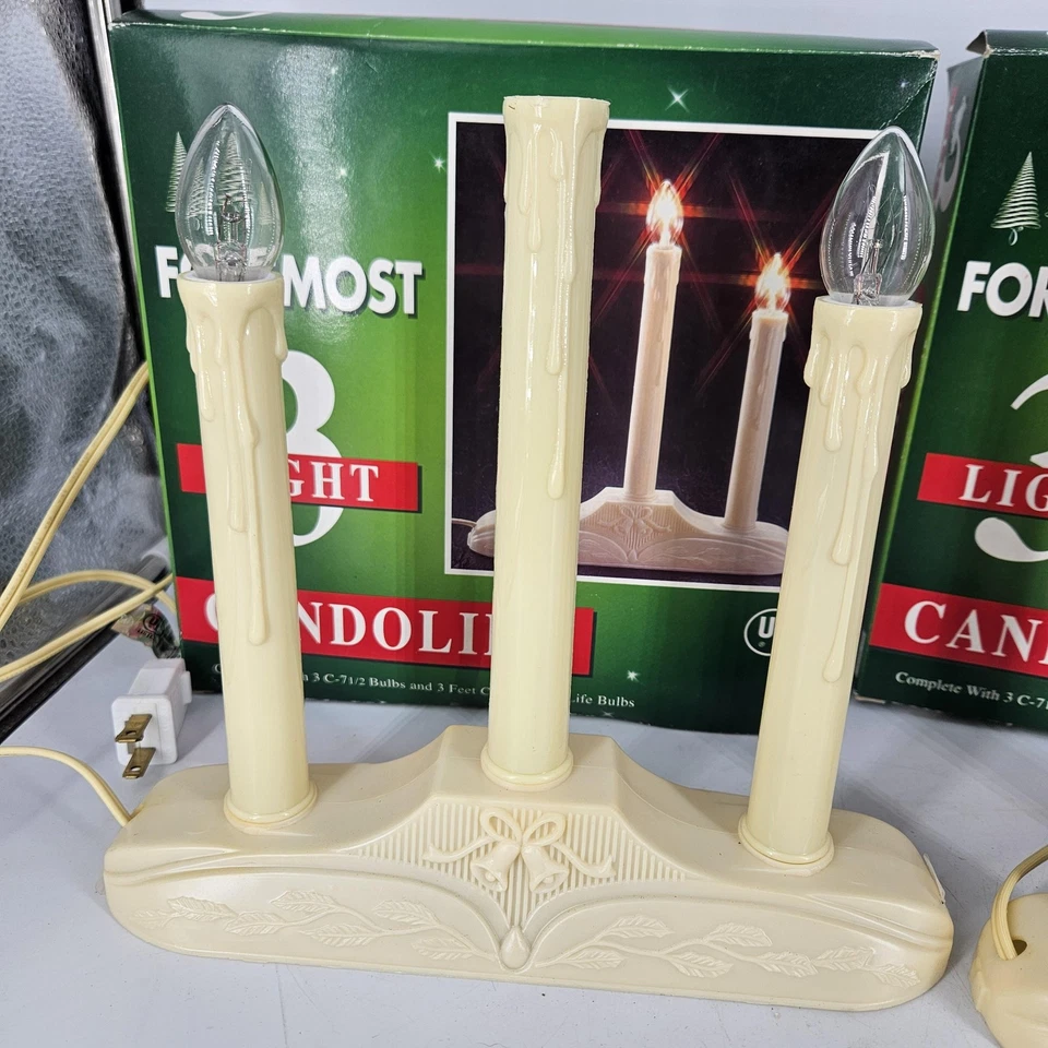 Juego de 2 bombillas eléctricas de ventana candelabro de 3 luces Foremost marfil C7 UL 3003C par Foto 4 de 4