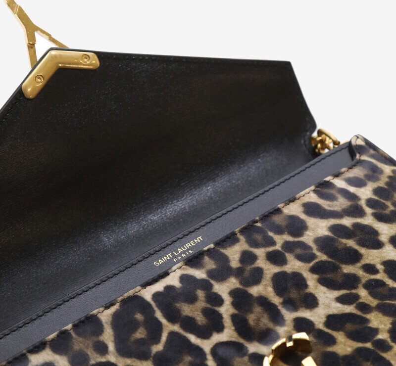 Saint Laurent Leopard Cassandra Busta Catena Borsa a Tracolla Oro 532750