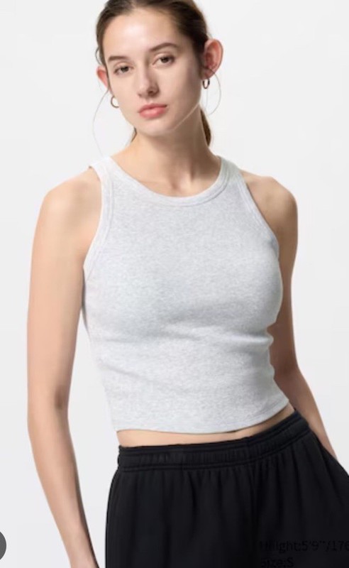 Uniqlo Women's Ribbed Crop Shirt Gray  Tank Sz Xs EUC
