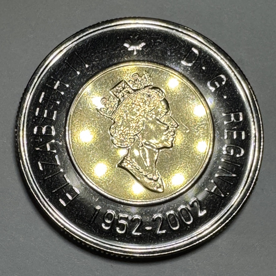 1952-2002 Canadian $2 Dollar Toonie Elizabeth II Coin. Golden