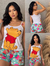 Disney Winnie the Pooh 2pc Cami Shorts Pajama Set L Multicolor Drawstring