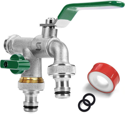 SPGOOD Garten Wasserhahn,Doppel Auslaufhahn 3/4 Zoll,Aus Messing Rost-Und Frosts