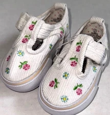 KOALA BABY corduroy baby shoes off white/floral size 2 (3-6 months) vintage