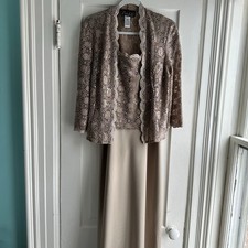 Alex Evenings Sequin Lace Satin Gown with Jacket