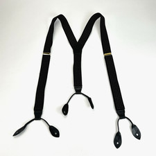 CAS Vintage Suspenders West Germany Black w/ Gray Squares Elastic Braces Leather