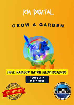 Huge Rainbow Hatched Dilophosaurus 61kg Rare Grow a Garden Fast Deliver