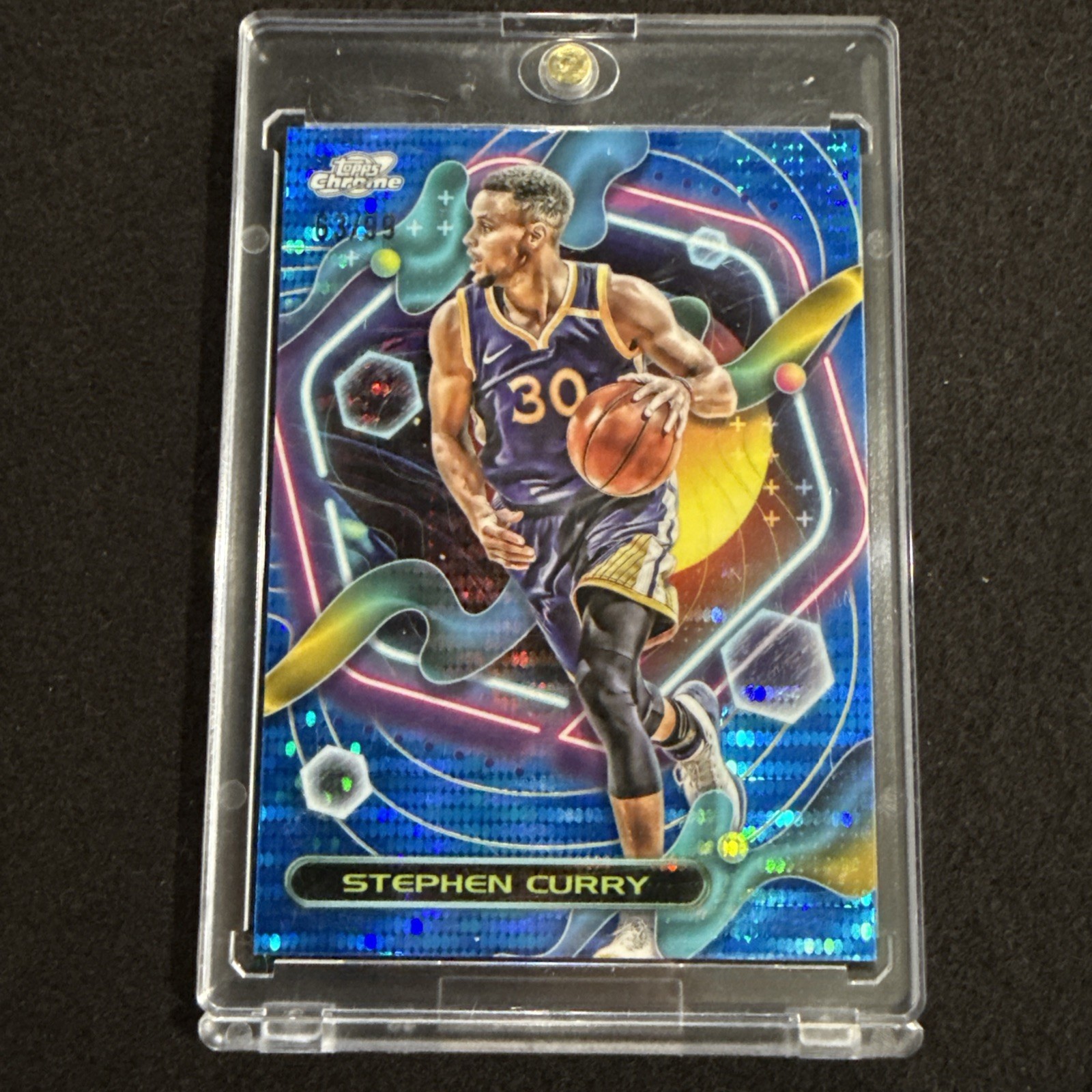 2023-24 Topps Cosmic Chrome Stephen Curry #118 Blue Moon Refractor /99