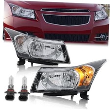 Pair Headlights Assembly Front Lamp Replacement Headlight Compatible Black
