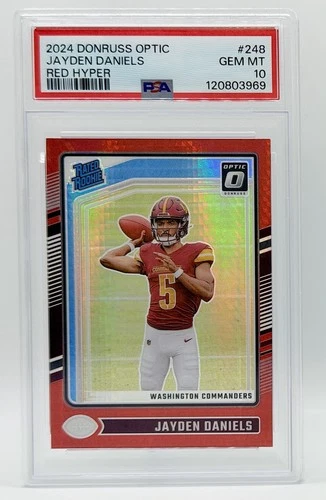 PSA 10 2024 Donruss Optic Red Hyper #248 Jayden Daniels RC  Commanders