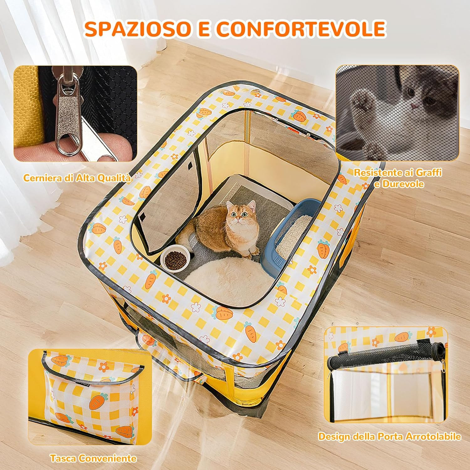 Recinto per Cani Da Interno Pieghevole e Portatile | Box Cane Traspirante - 4