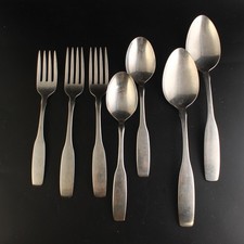 7 pc lot Oneida Community Paul Revere Stainless Flatware Spoons Forks Serving